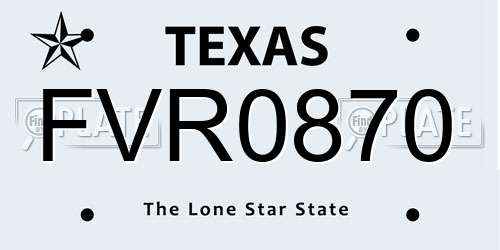 FVR0870 Texas License Plate