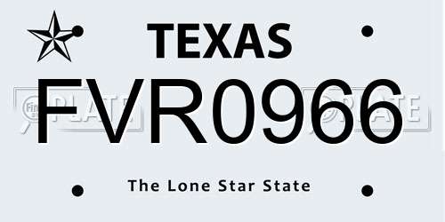 FVR0966 Texas License Plate