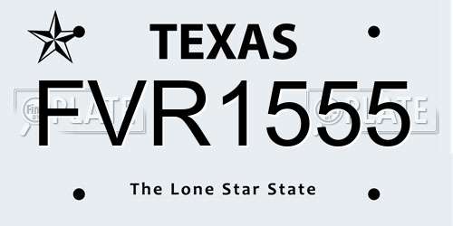 FVR1555 Texas License Plate