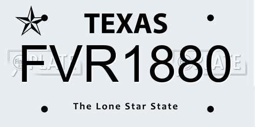 FVR1880 Texas License Plate