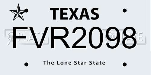 FVR2098 Texas License Plate