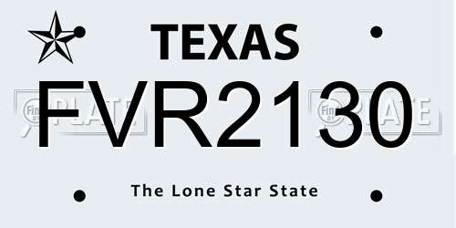 FVR2130 Texas License Plate
