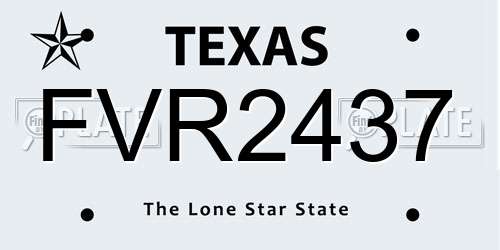 FVR2437 Texas License Plate