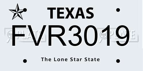 FVR3019 Texas License Plate
