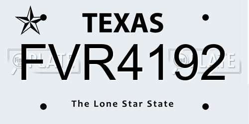 FVR4192 Texas License Plate