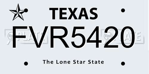 FVR5420 Texas License Plate