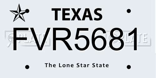 FVR5681 Texas License Plate