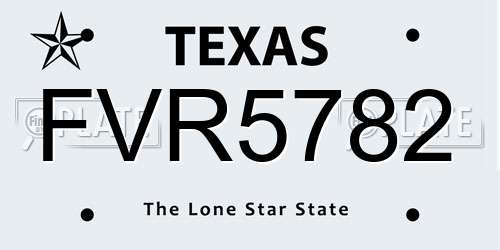 FVR5782 Texas License Plate