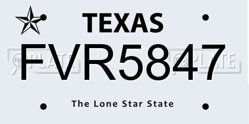 FVR5847 Texas License Plate