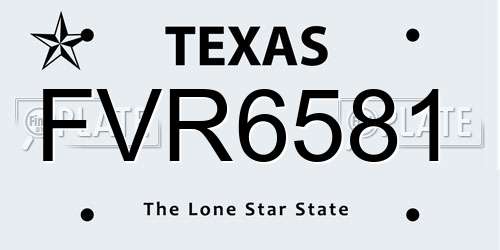 FVR6581 Texas License Plate