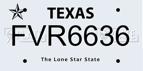 FVR6636 Texas License Plate