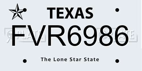 FVR6986 Texas License Plate