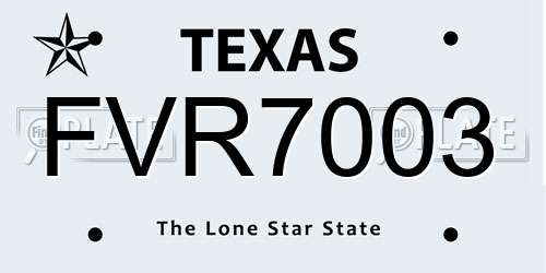 FVR7003 Texas License Plate