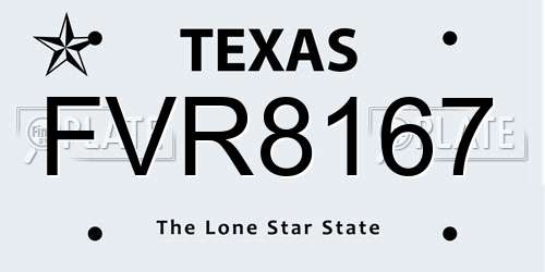 FVR8167 Texas License Plate