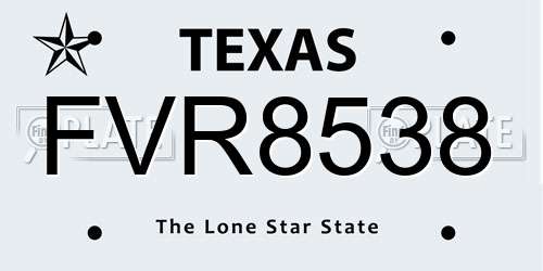FVR8538 Texas License Plate