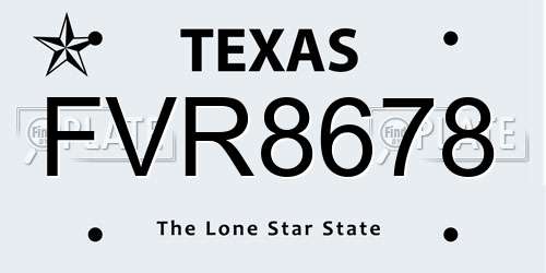 FVR8678 Texas License Plate