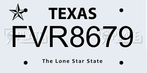 FVR8679 Texas License Plate