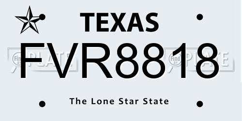 FVR8818 Texas License Plate