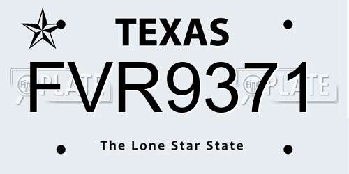 FVR9371 Texas License Plate