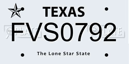 FVS0792 Texas License Plate