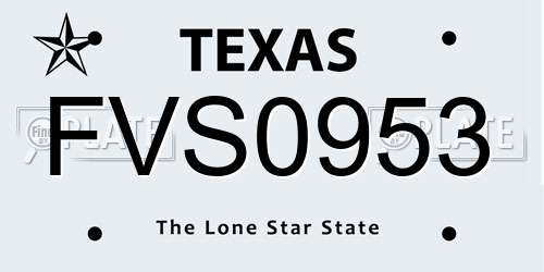 FVS0953 Texas License Plate