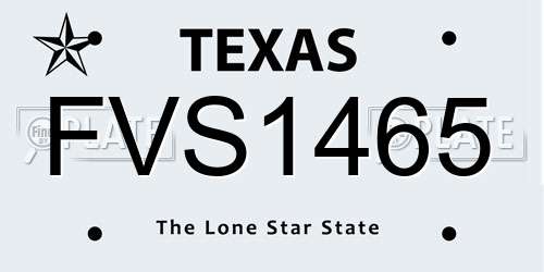FVS1465 Texas License Plate