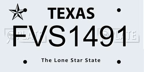 FVS1491 Texas License Plate