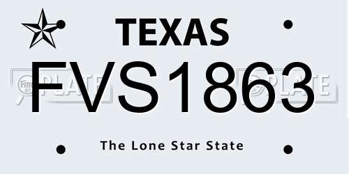 FVS1863 Texas License Plate