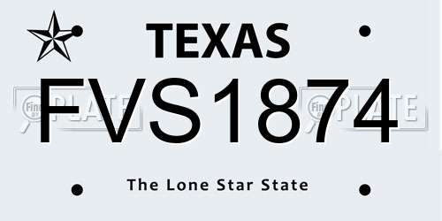 FVS1874 Texas License Plate