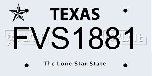 FVS1881 Texas License Plate