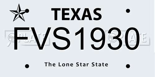 FVS1930 Texas License Plate