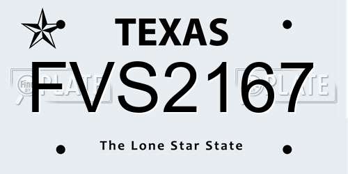 FVS2167 Texas License Plate
