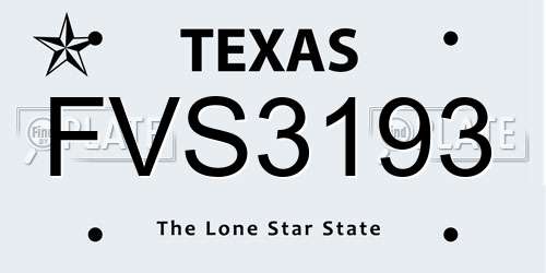 FVS3193 Texas License Plate