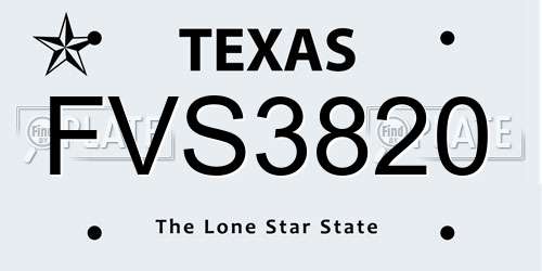 FVS3820 Texas License Plate