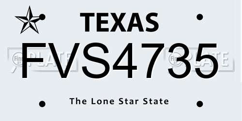 FVS4735 Texas License Plate