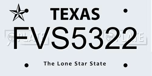 FVS5322 Texas License Plate