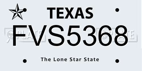FVS5368 Texas License Plate