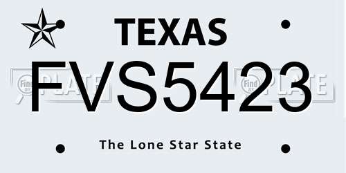 FVS5423 Texas License Plate