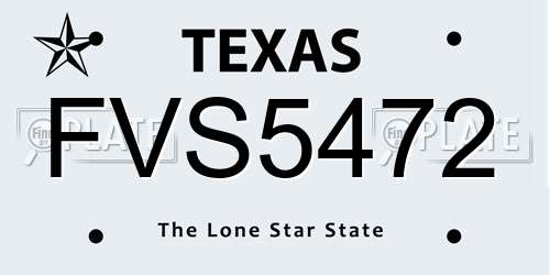 FVS5472 Texas License Plate