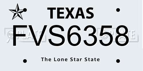 FVS6358 Texas License Plate