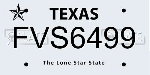FVS6499 Texas License Plate