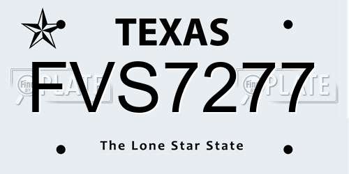FVS7277 Texas License Plate