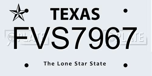 FVS7967 Texas License Plate
