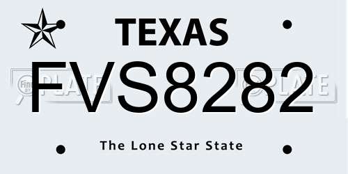 FVS8282 Texas License Plate