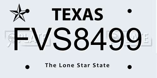 FVS8499 Texas License Plate