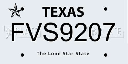 FVS9207 Texas License Plate