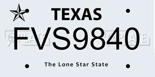FVS9840 Texas License Plate