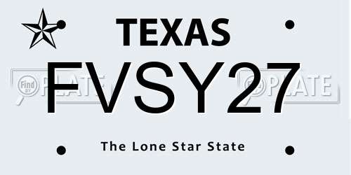 FVSY27 Texas License Plate