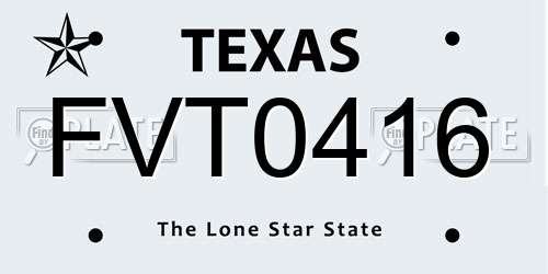 FVT0416 Texas License Plate