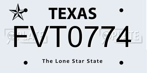 FVT0774 Texas License Plate